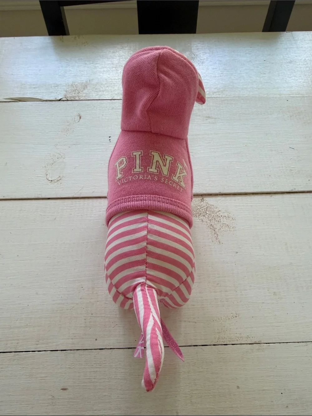 PINK Victoria's Secret Pink Striped Dog Plush with Hoodie - Picture 4 of 5